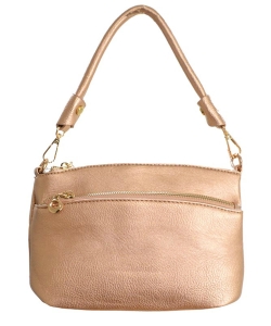 Designer Inspired Zipper Pocket Top Handbag WU065 RGOLD